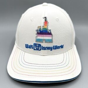 Walt Disney World Pride‎ Hat White Castle Rainbow Adult Adjustable Cap Stretch